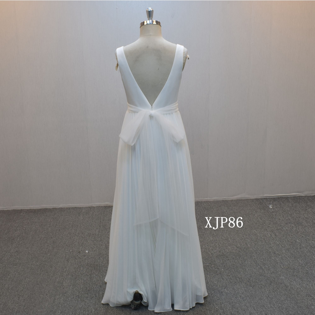 New design A-line bridal dress guangzhou factory made elegant Simple bridal dress