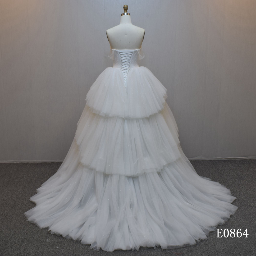 New design Ball Gown bridal dress guangzhou factory made elegant Tulle bridal dress