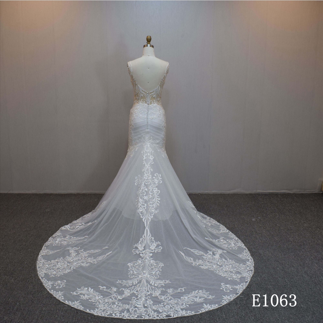 Lastest design Mermaid bridal dress guangzhou factory made elegant Lace bridal dress