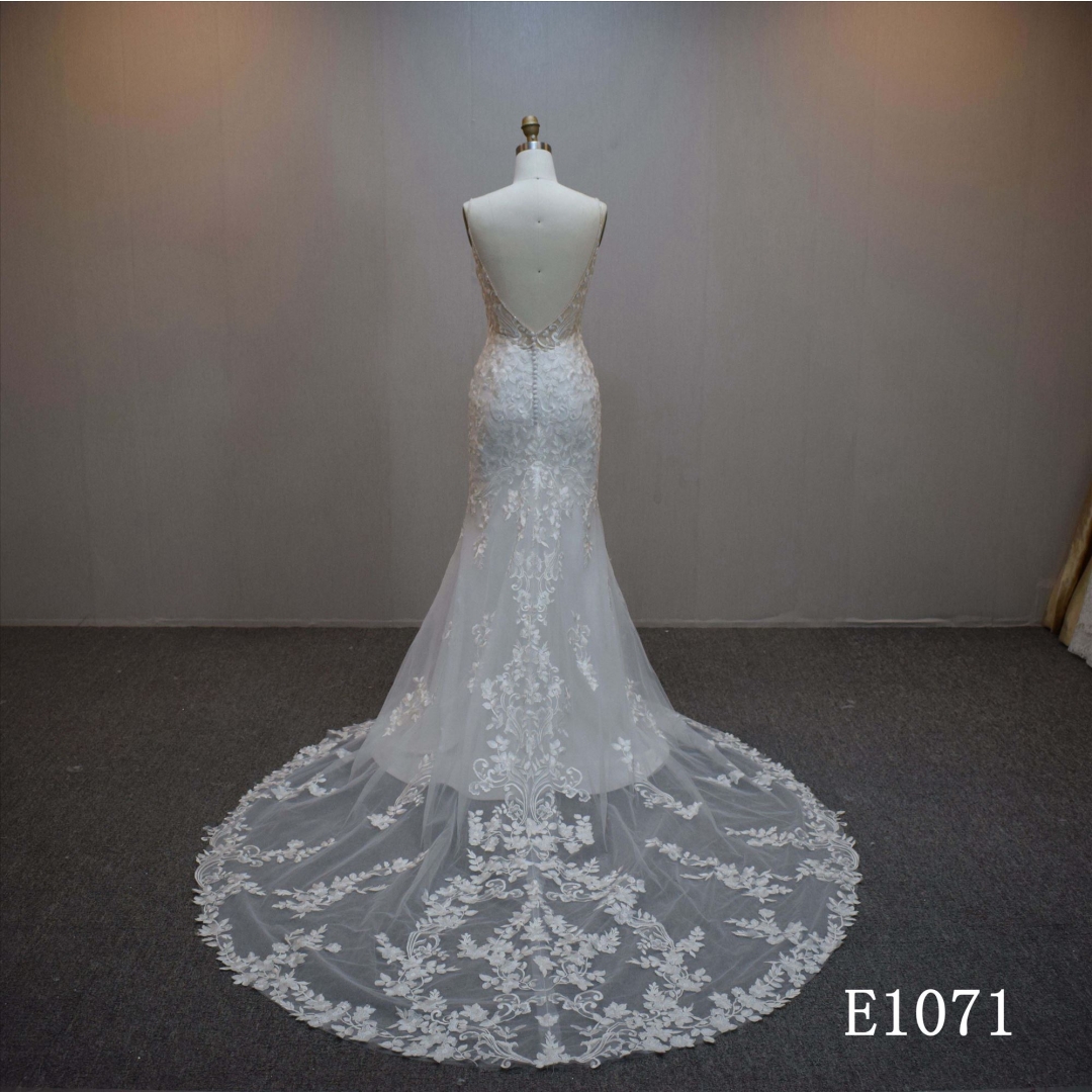 Lastest design Mermaid bridal dress guangzhou factory made elegant Lace bridal dress