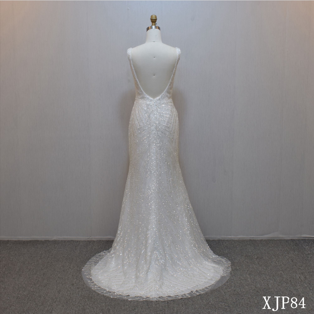 Lastest design Mermaid bridal dress guangzhou factory made elegant Lace sequins bridal dress