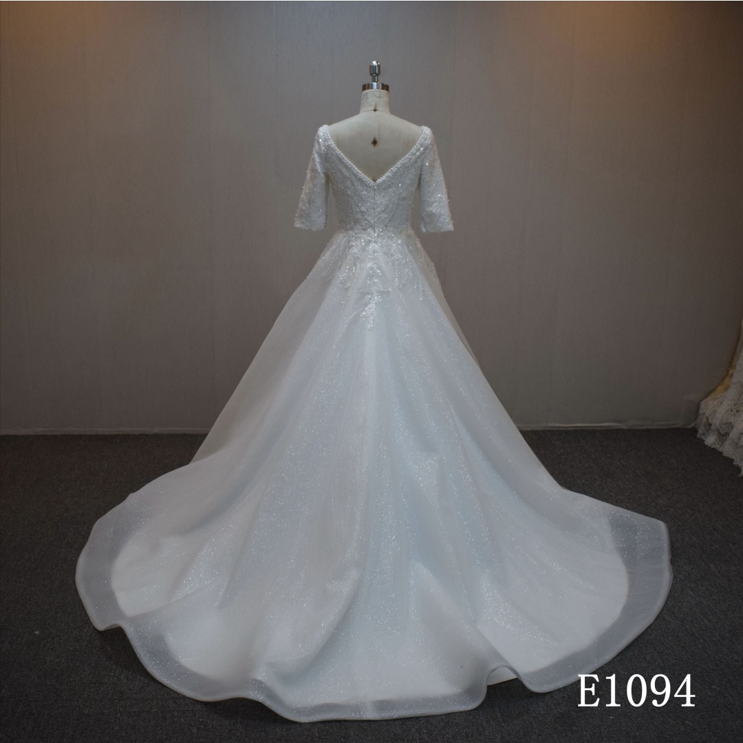 Lastest design A-line bridal dress guangzhou factory made elegant bridal dress