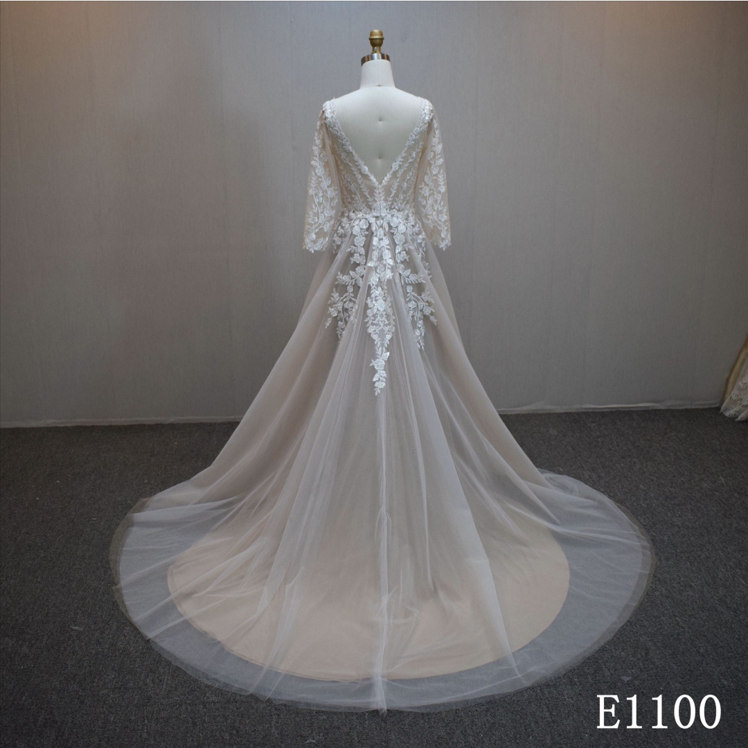 Lastest design A-line bridal dress guangzhou factory made elegant bridal dress