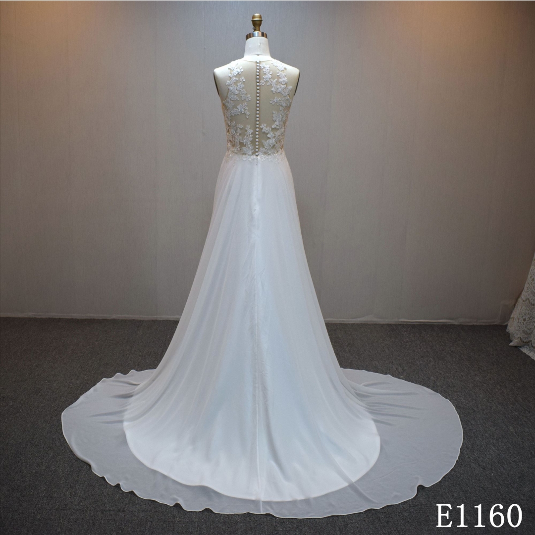 Lastest design  A-line bridal dress guangzhou factory made elegant bridal dress