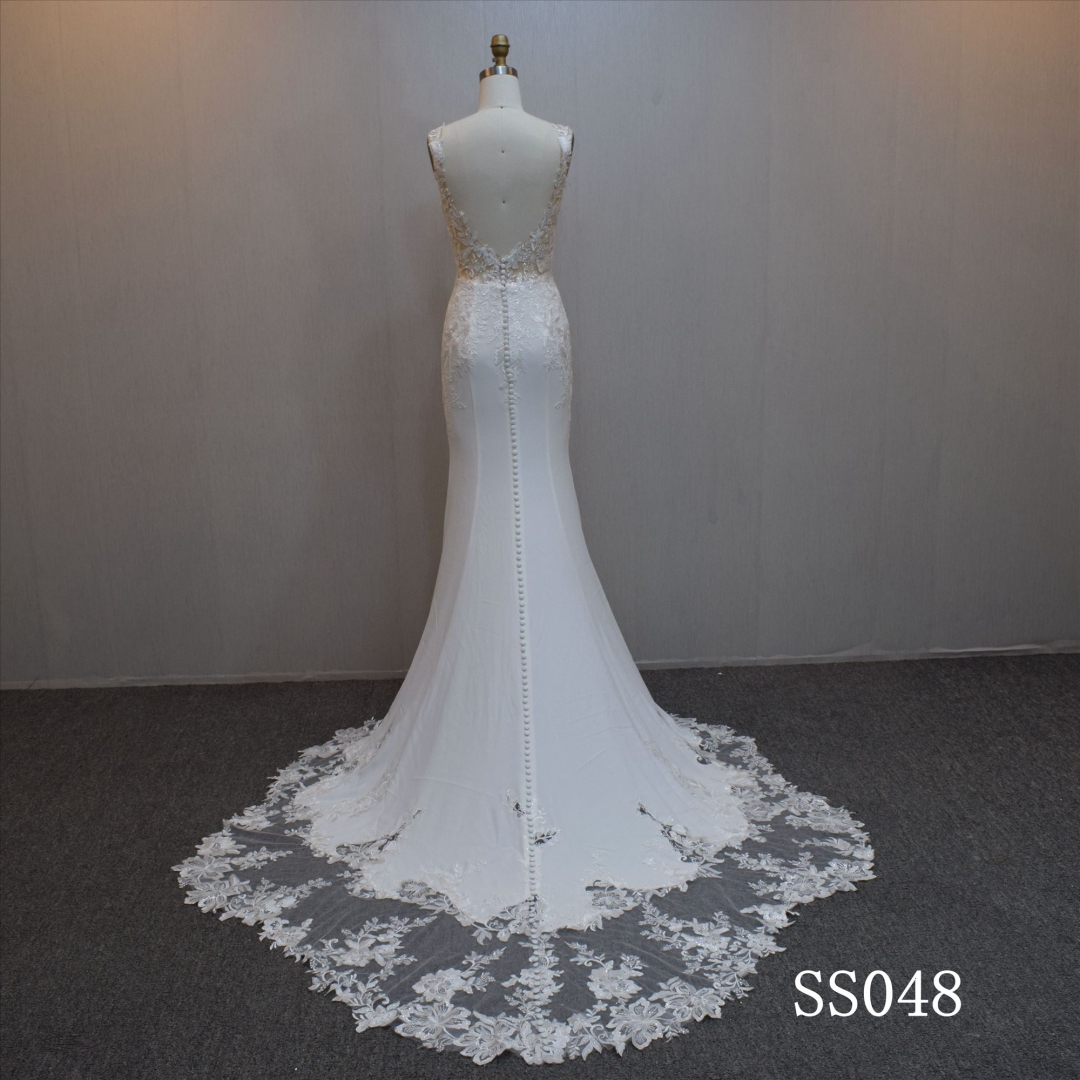 Lastest design Mermaid bridal dress guangzhou factory made elegant Lace bridal dress