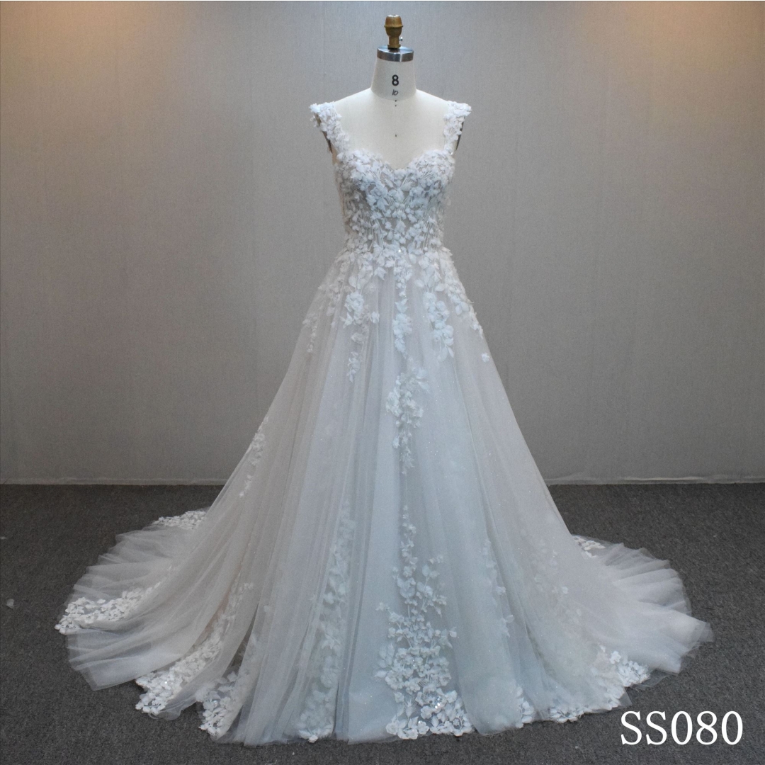 Lastest design  A-line bridal dress guangzhou factory made elegant bridal dress