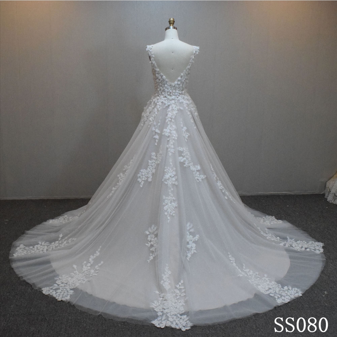 Lastest design  A-line bridal dress guangzhou factory made elegant bridal dress