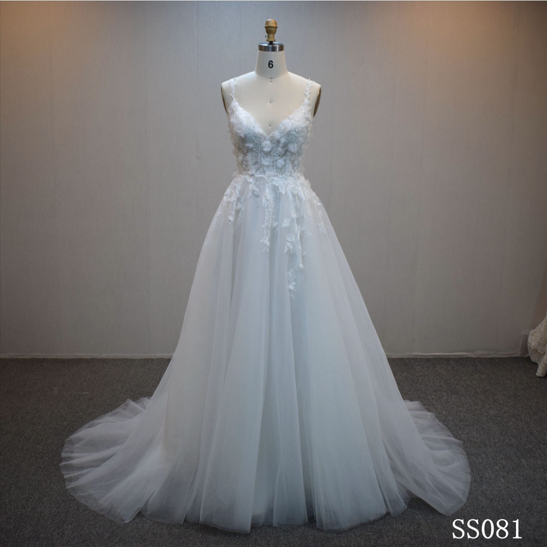 Lastest design  A-line bridal dress guangzhou factory made elegant bridal dress