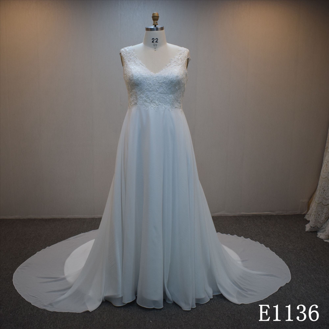 Lastest design A-line bridal dress guangzhou factory made Lace  bridal dress