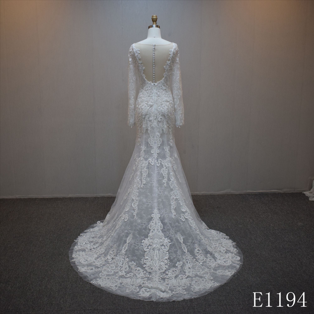 Lastest design Mermaid bridal dress guangzhou factory made Lace  bridal dress