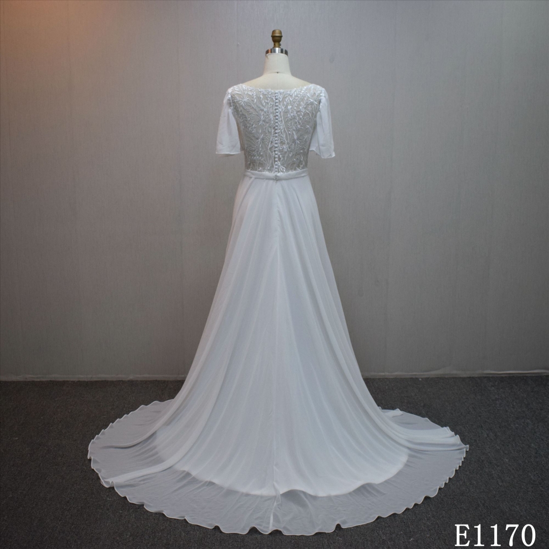 Lastest design  A-line bridal dress guangzhou factory made Lace bridal dress