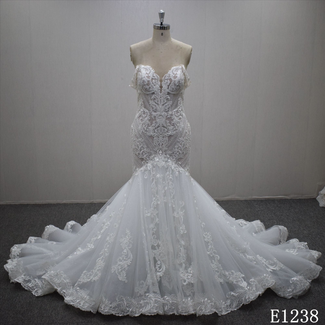 Lastest design Mermaid bridal dress guangzhou factory made Lace bridal dress