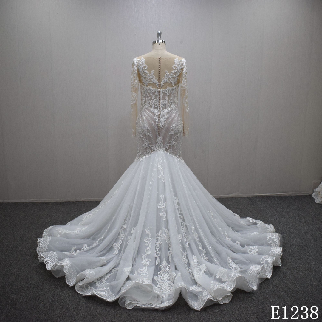 Lastest design Mermaid bridal dress guangzhou factory made Lace bridal dress
