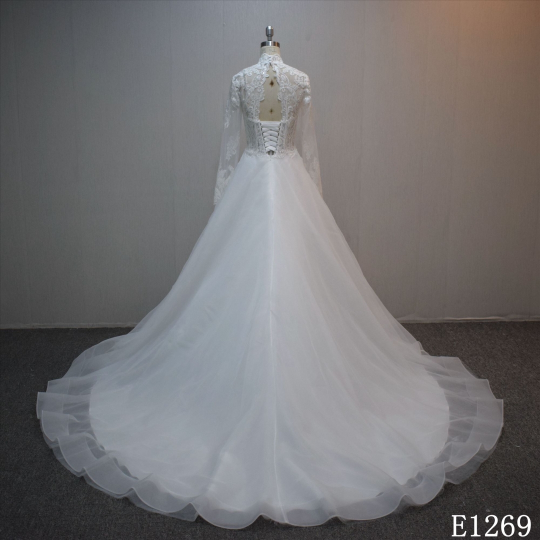 Special design A-line bridal dress guangzhou factory made Lace bridal dress