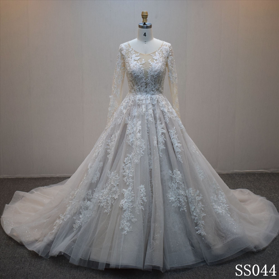 Special design A-line bridal dress guangzhou factory made Lace bridal dress