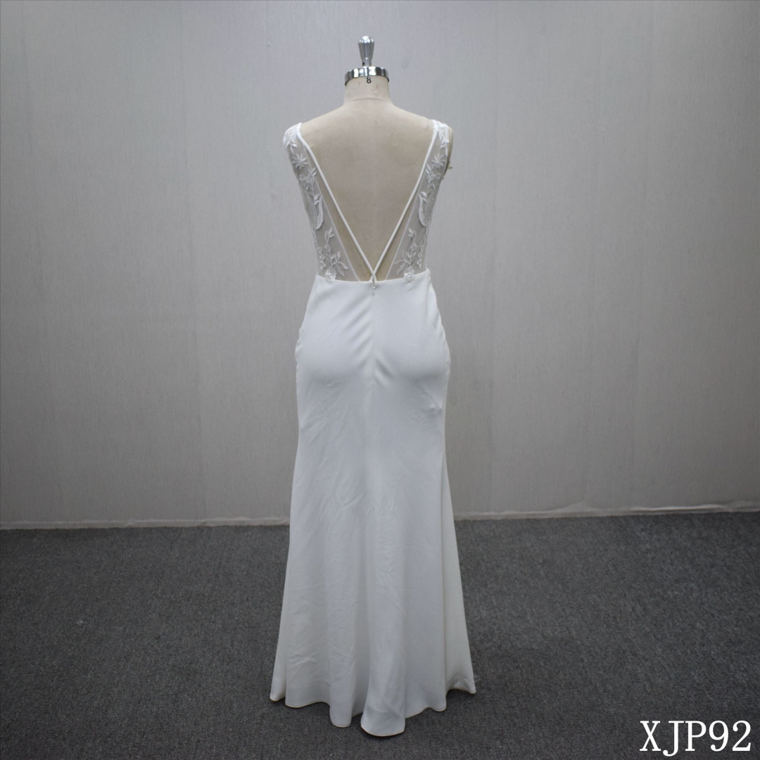 Special design Mermaid bridal dress guangzhou factory made Slit bridal dress
