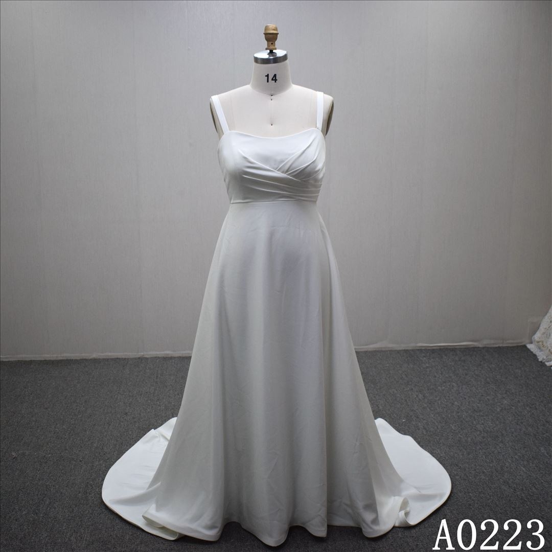 Good quality  A-line bridal dress guangzhou factory made pleats design bridal dress