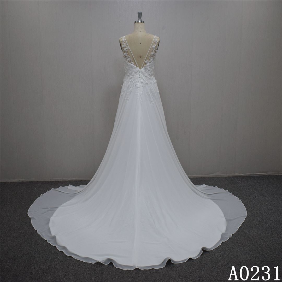 Princess A-line bridal dress guangzhou factory made 3D lace appliqued  bridal dress