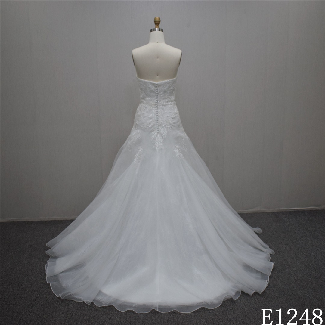 Best Sale Mermaid  princess strapless  lace appliqued  wedding dress for women