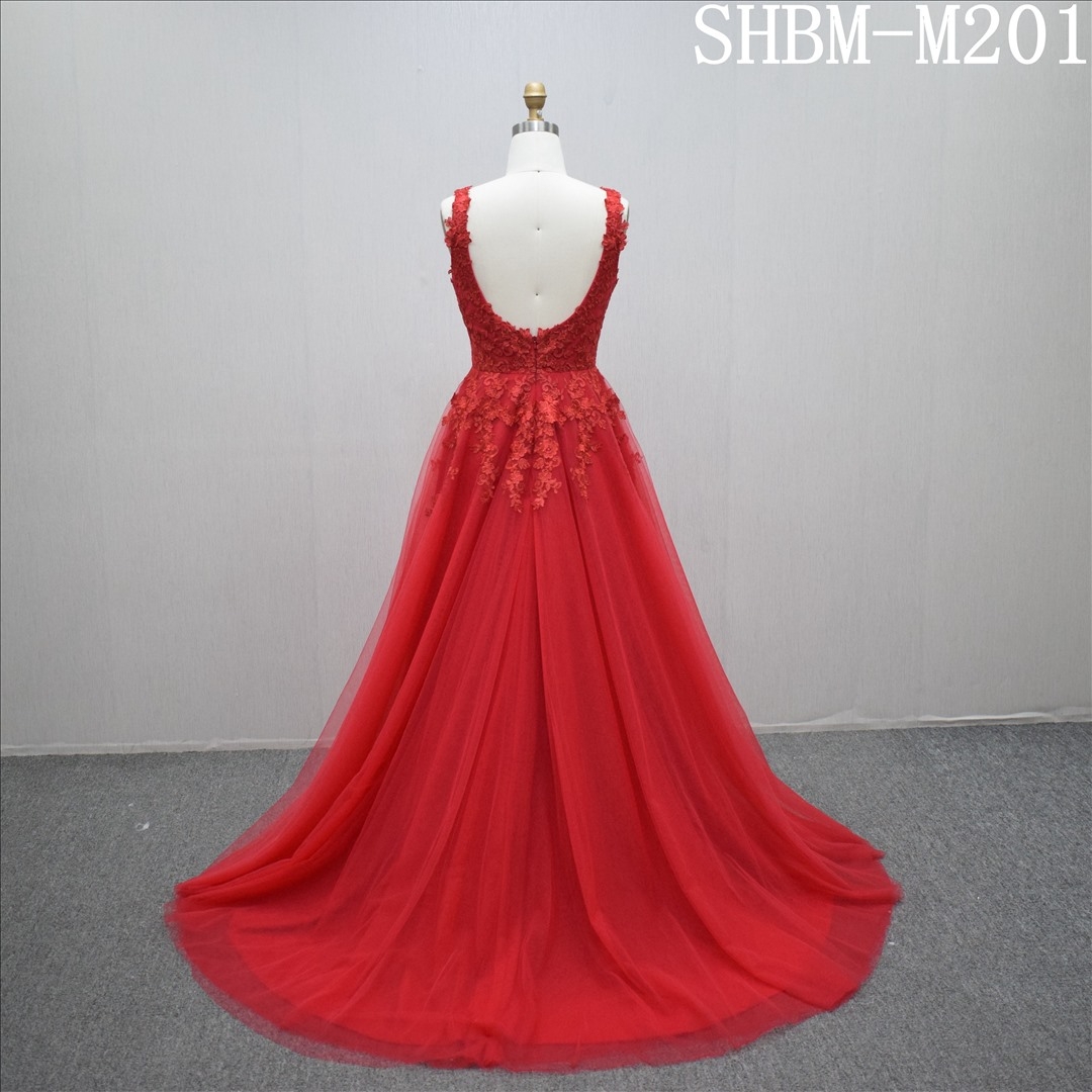 New design Gorgeous  A-line V- neck lace appliqued backless bridal dress