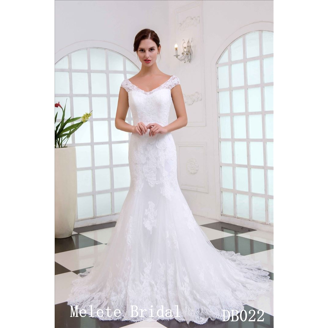 Mermaid V Neckline Neckline Backless Wedding Gown