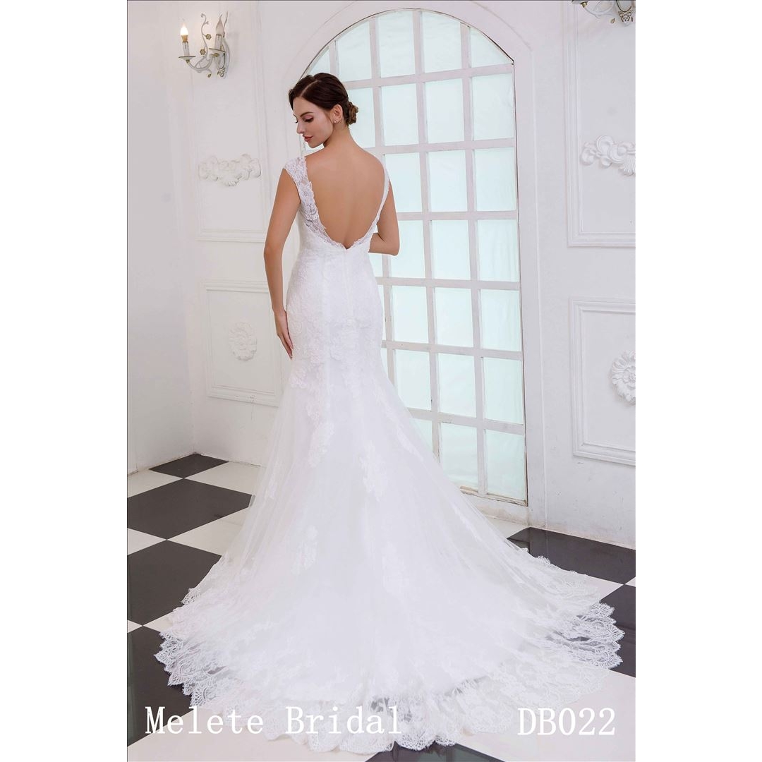 Mermaid V Neckline Neckline Backless Wedding Gown