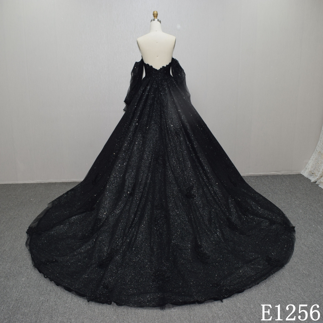Black bling Sweetheart Neckline Wedding Dress Guang Zhou Made