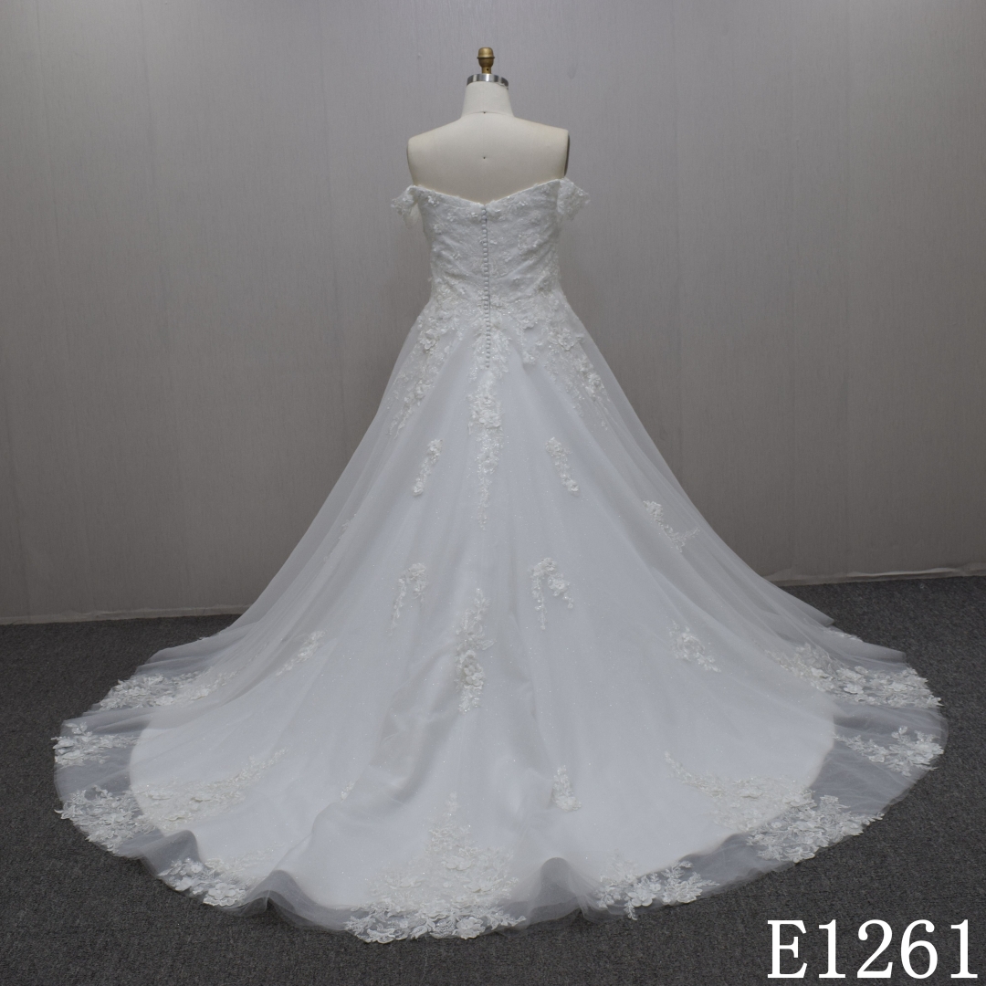 Lace Flower Off shoulder  Wedding Dress Guang Zhou Wedding Dress supplier