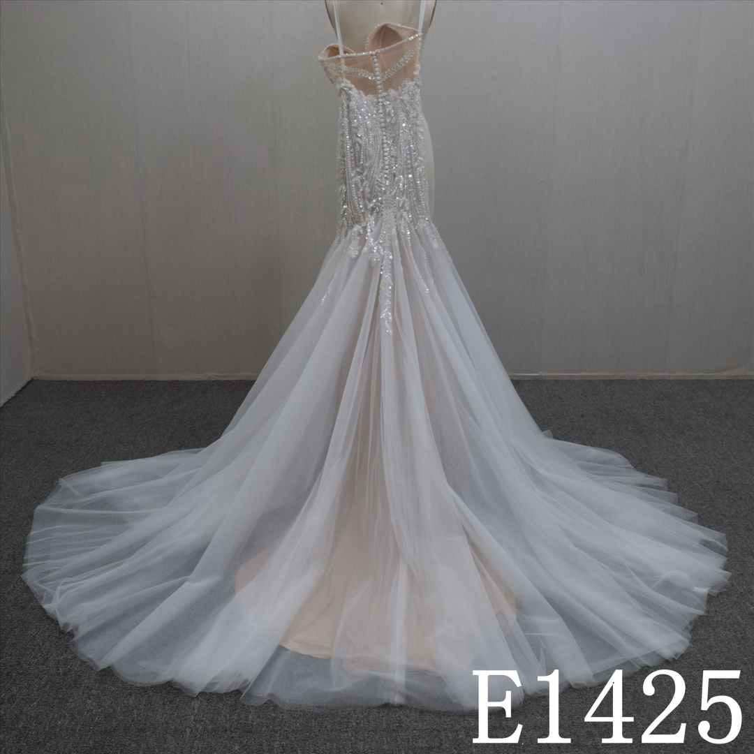 Gorgeous Summer Slim Sweetheart Mermaid Tulle Hand Made  Bridal Dress