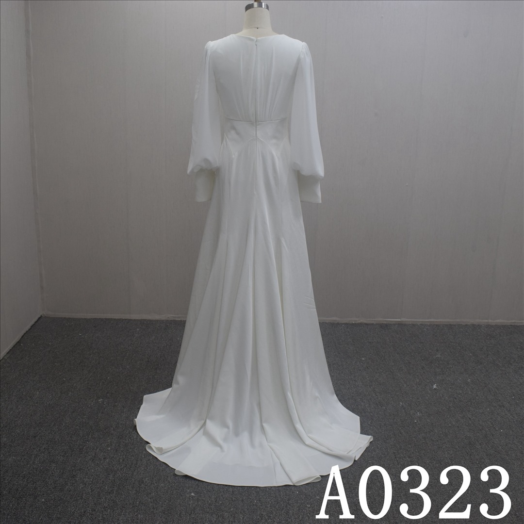 Special Design Long Sleeves Chiffon A-line Hand Made wedding Dress