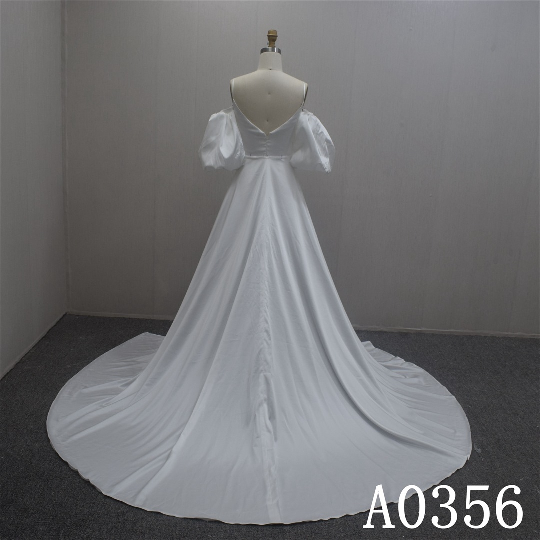 Special Two Piece Set Satin Hand Made wedding Dress
