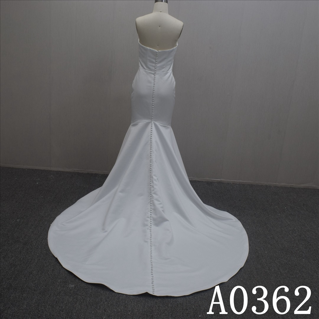 Hot Sell Simple Satin Mermaid Hand Made wedding Dress