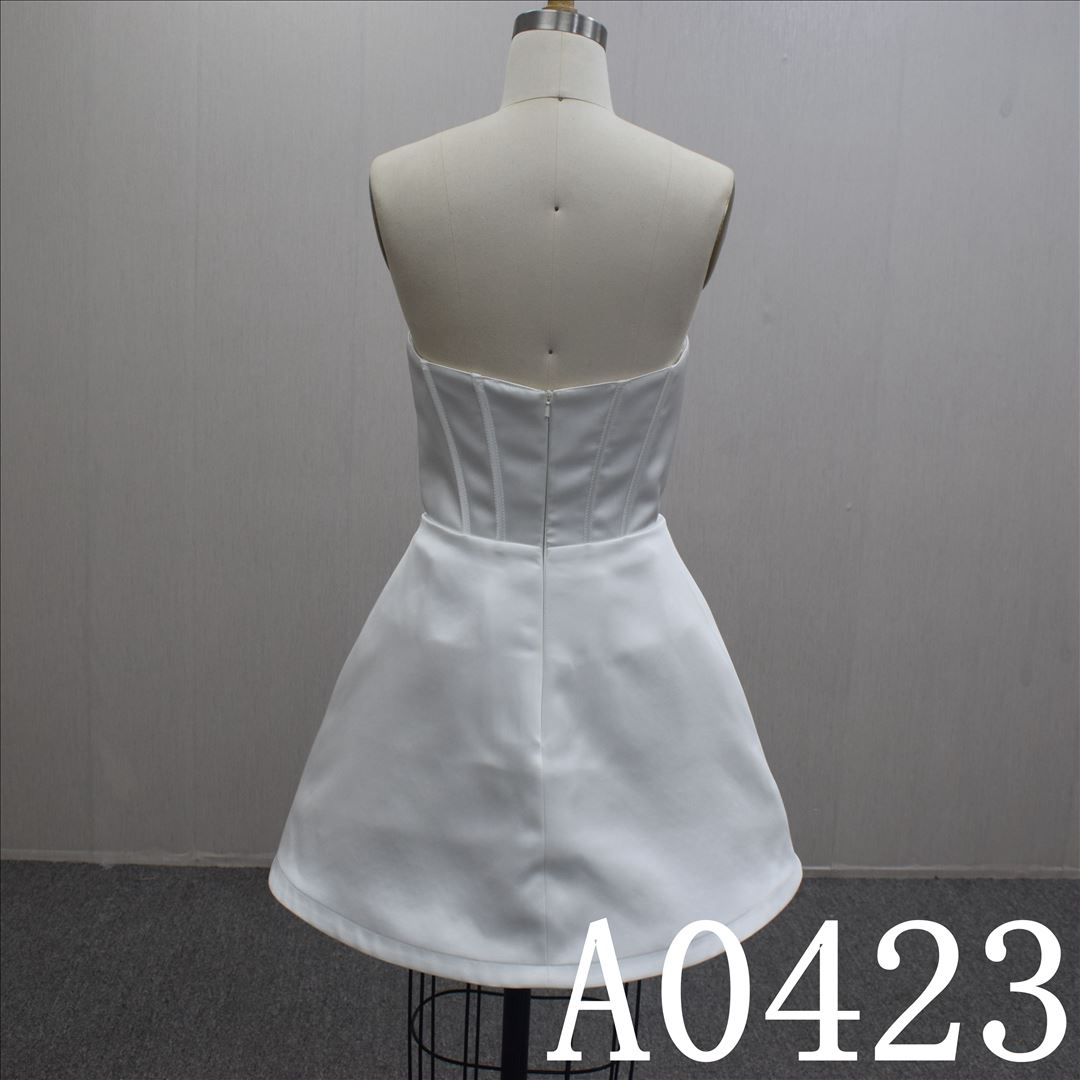 Custom Short Straight A-line Satin Hand Made  Dress