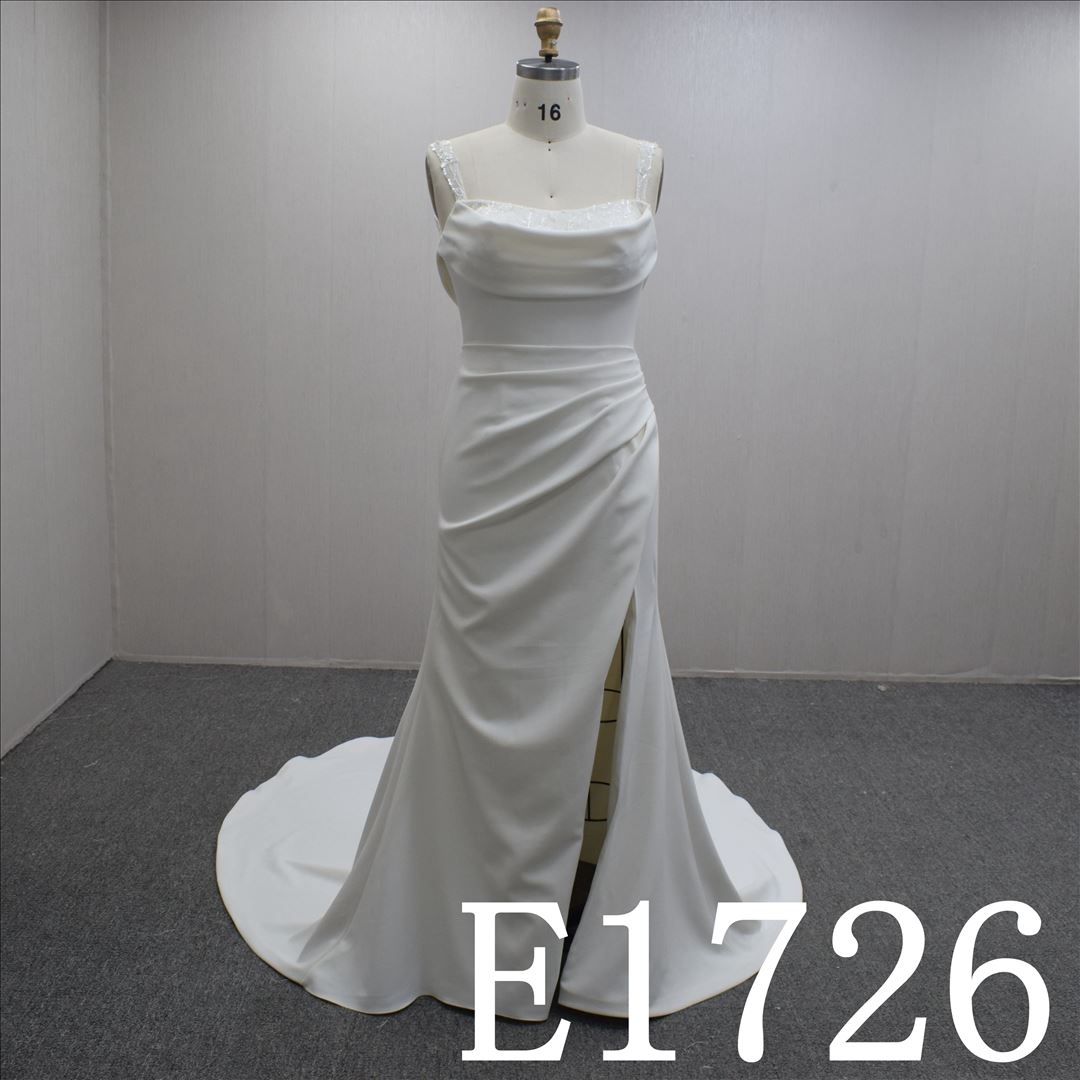 Simple Sexy Straight With Sweep train Hand Made wedding Dress