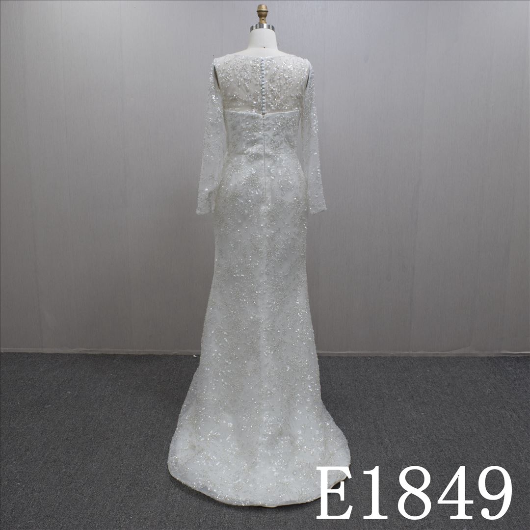 Special Design Sequins A-line Tulle Hand Made wedding Dress