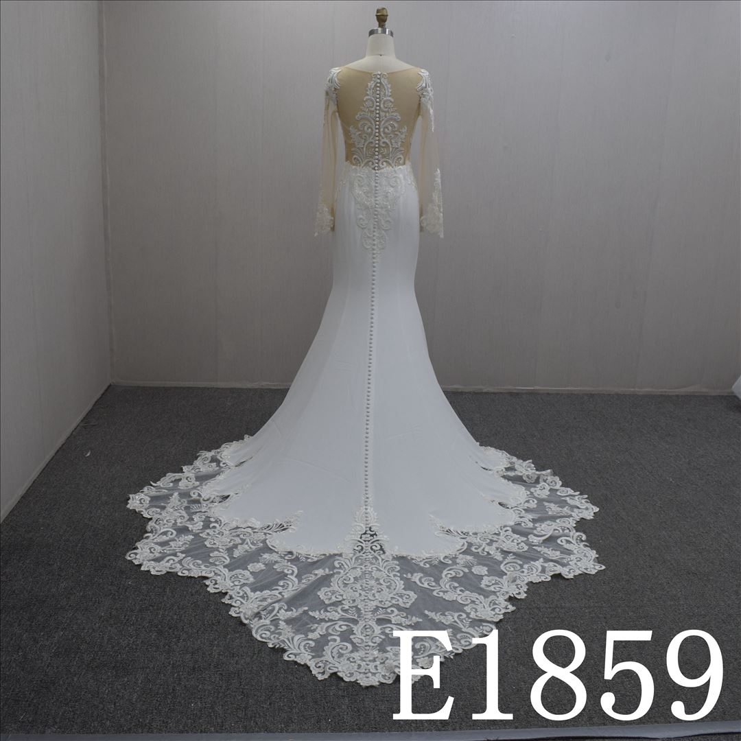 Gorgeous V-Neck Lace Flower  Mermaid Hand Made Bridal Dress