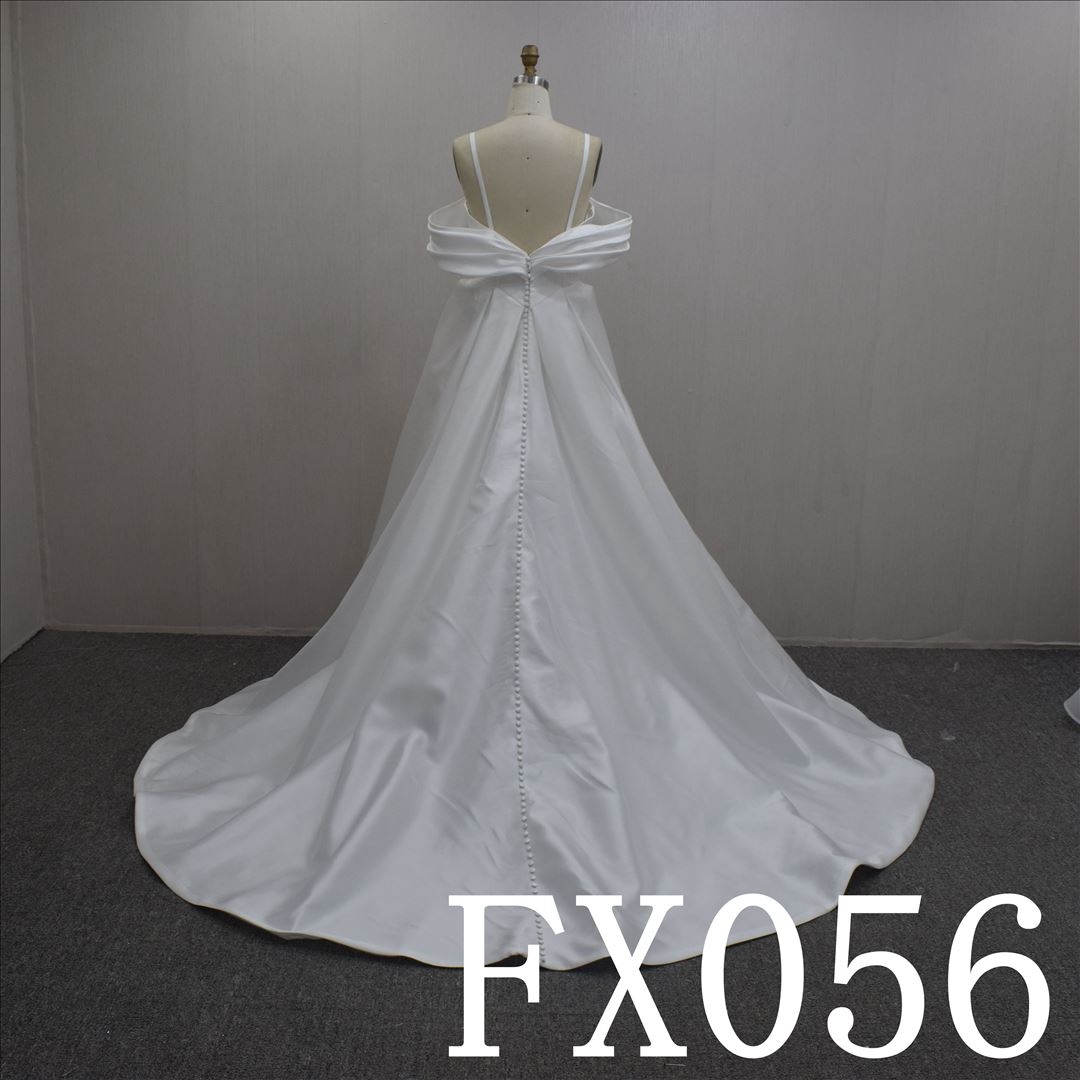 Summer Princess Spaghettl Strap A-line Satin Hand Made Bridal Dress