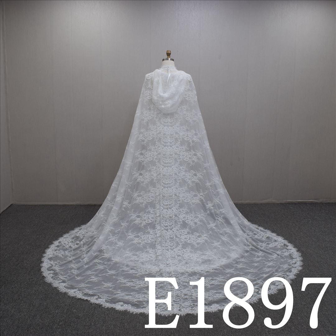 Special Design Shawl A-line Tulle Hand Made wedding Dress