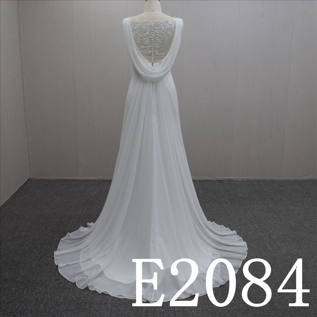 Special Design V-neck Sequins A-line Hand Made wedding Dress