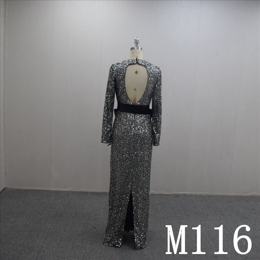 Long Sleeves Beading and Sequins with backless Hand Made wedding Dress