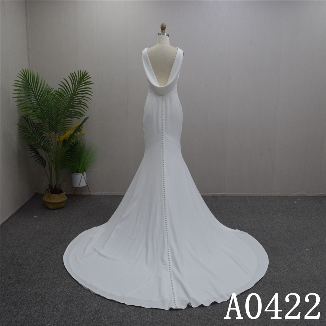 Gorgeous V-Neck  with backless Mermaid Hand Made Bridal Dress
