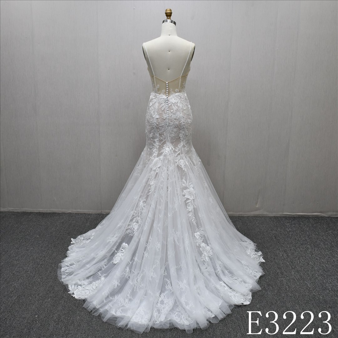 Elegant Strapless Applique Lace Mermaid Wedding Dresses Luxury Bridal Gowns