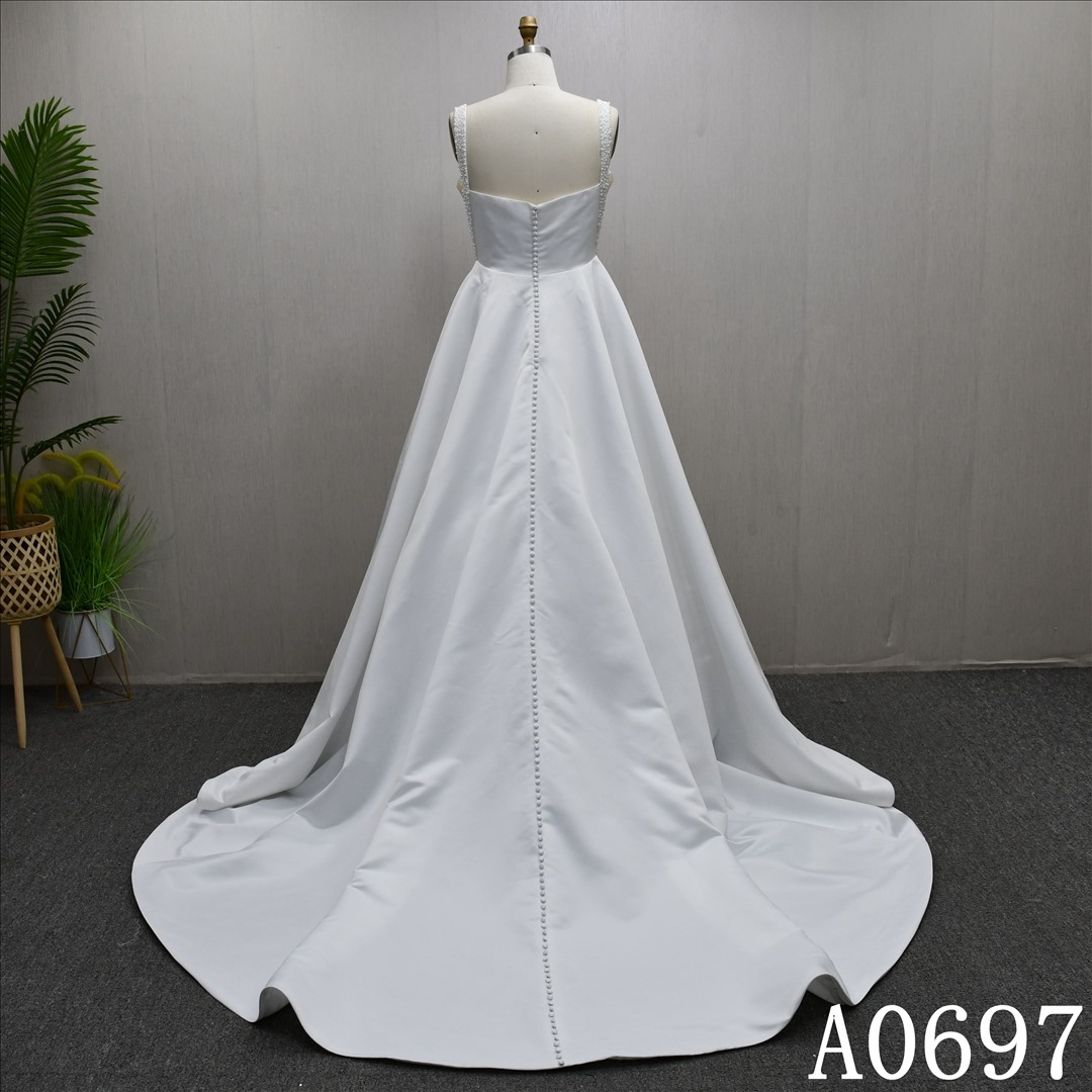 2025 New Design Simple Plain A-line Elegant High Quality Wedding dress
