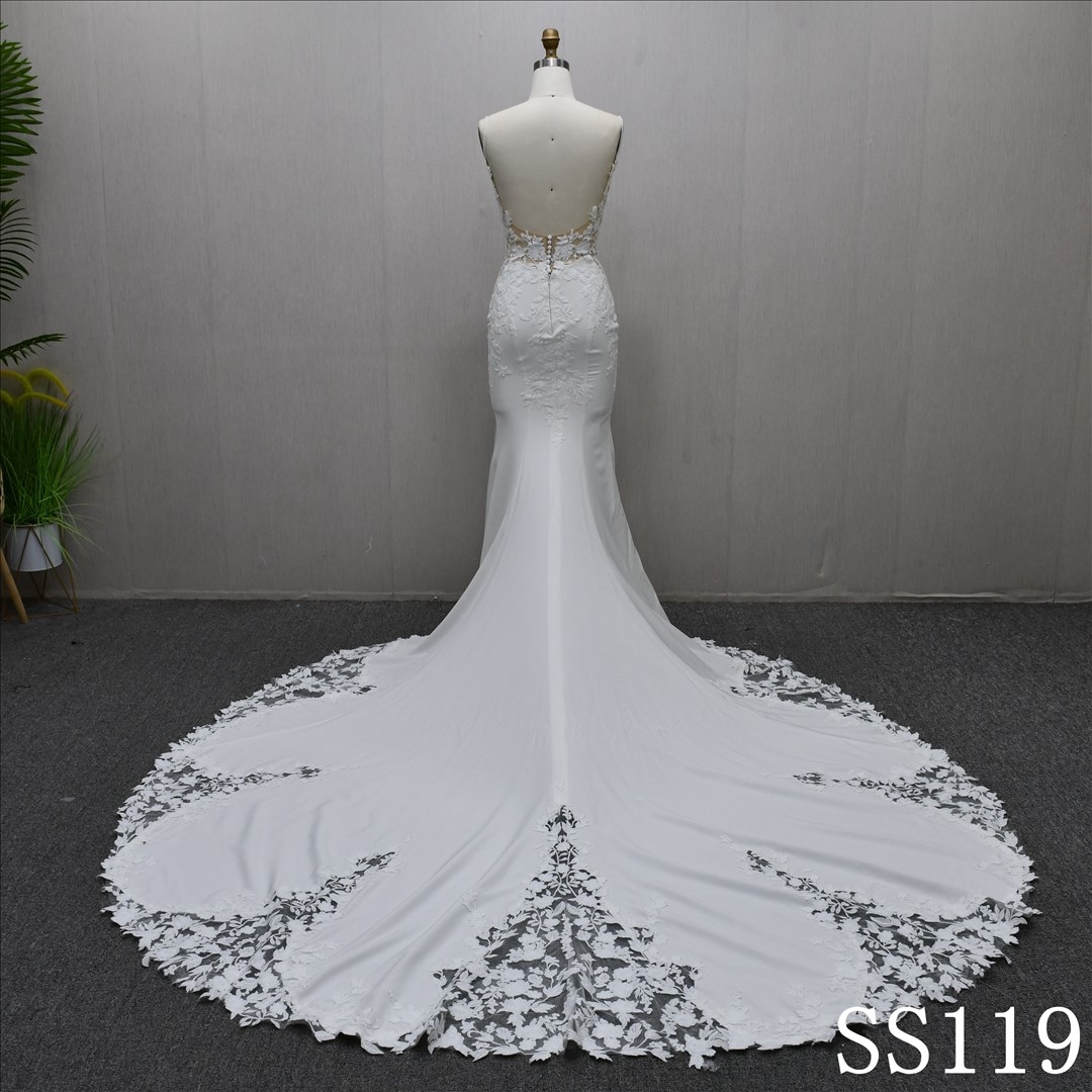 2025 New Design Lace Applique Sheath Mermaid Elegant High Quality Wedding dress
