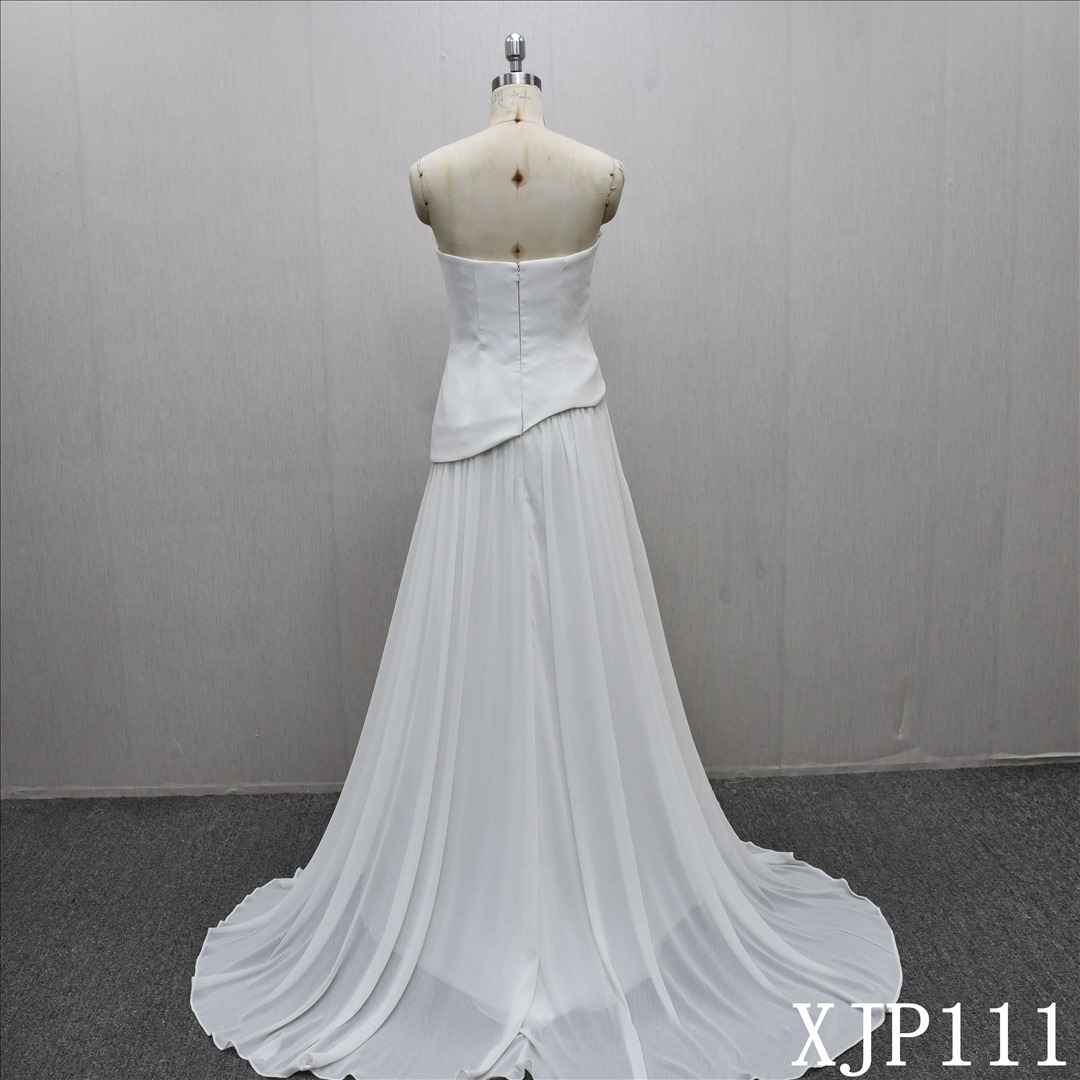 2025 Elegant Simple Plain Chiffon A-line Fashion High Quality Bridal Gown