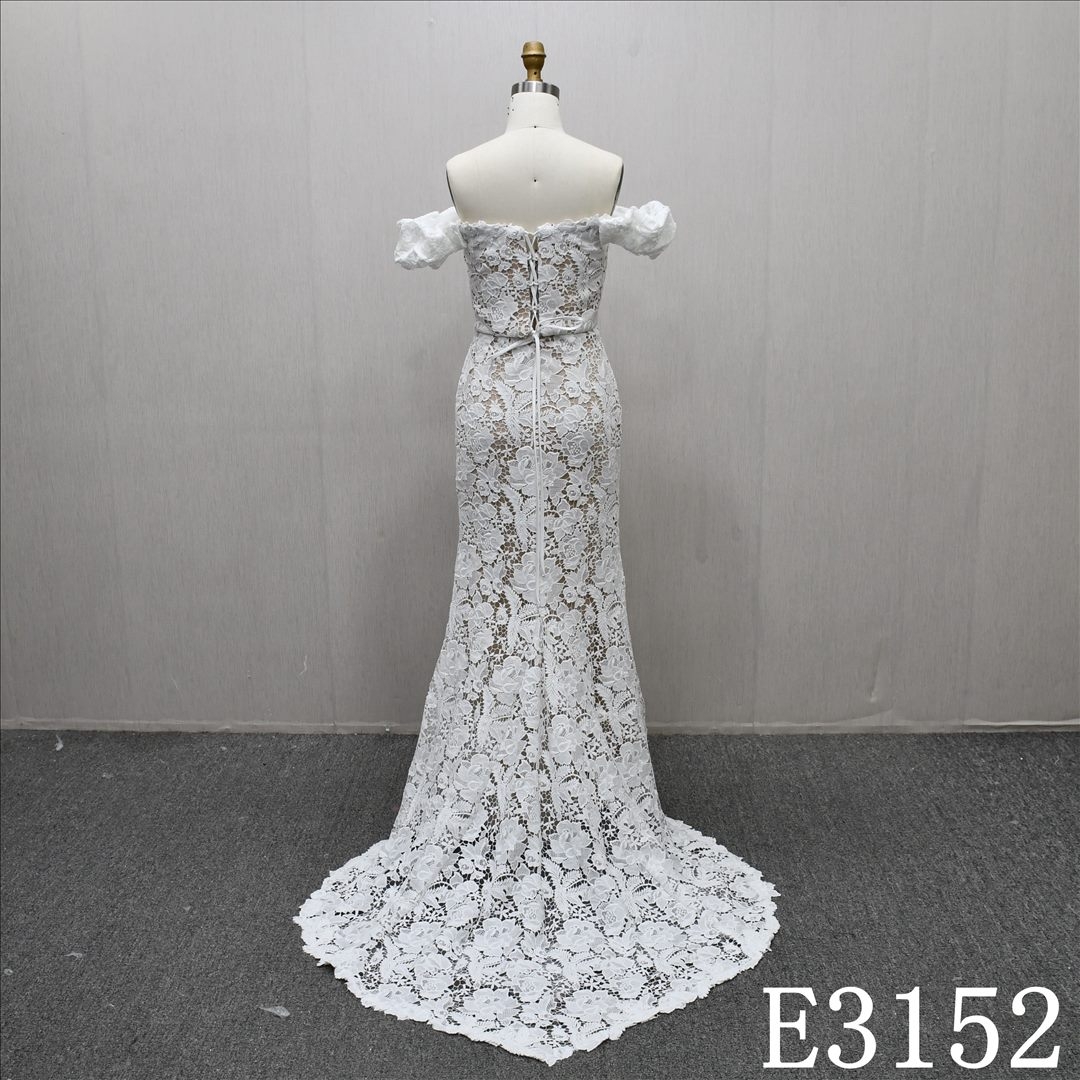 Detachable Sleeve High Quality Fashion Sheath Mermaid Applique Wedding Dress