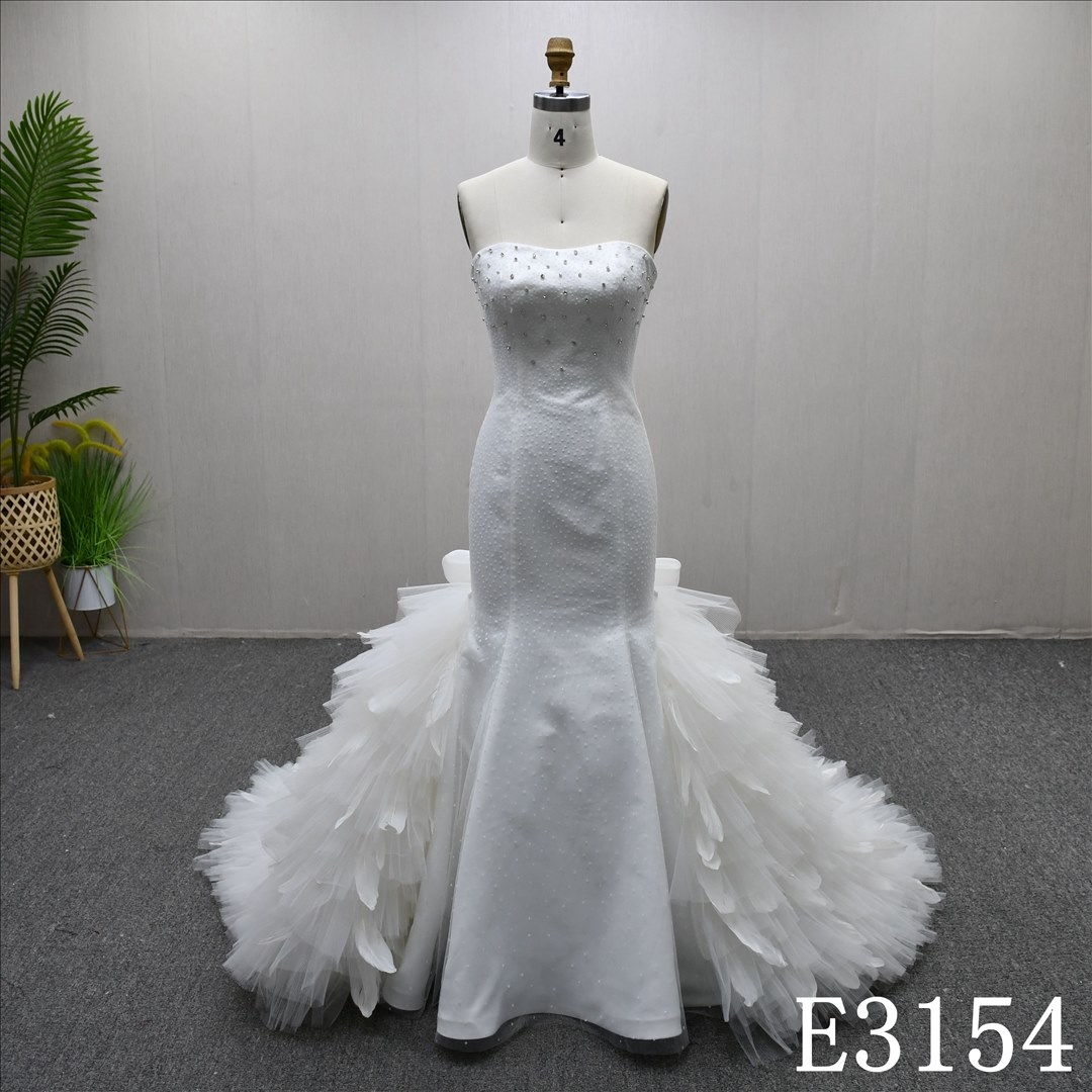 Detachable Train Hot-Selling Fashion Beading Sheath Mermaid Applique Bridal Gown