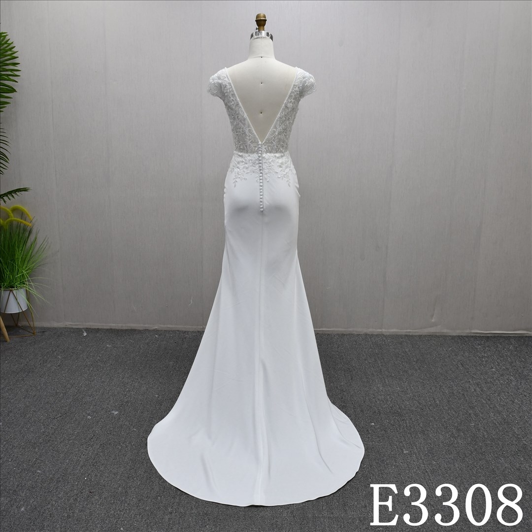 Elegant Lace Applique Sheath Mermaid High Quality Fashion Gentle Wedding Dress