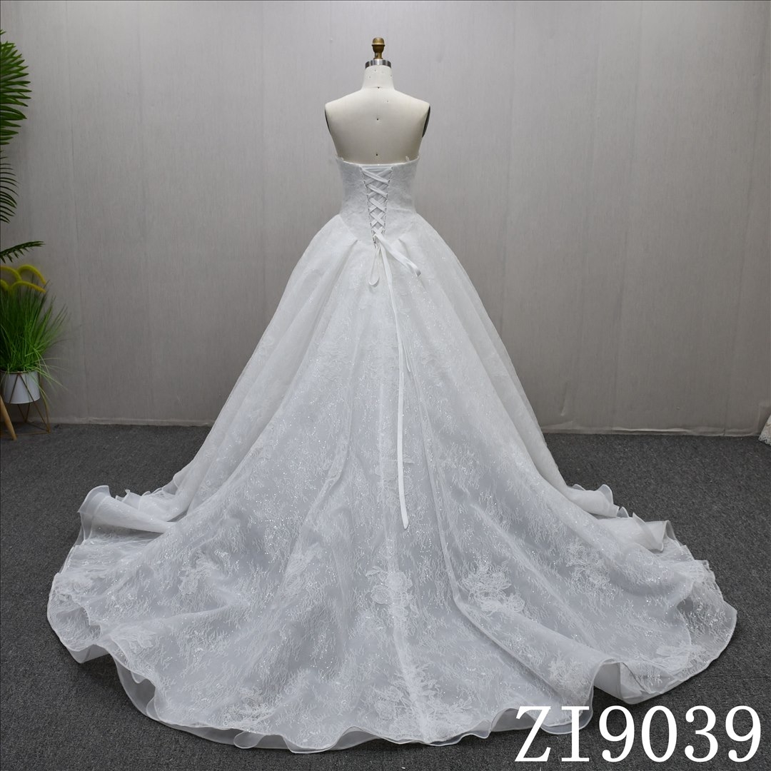 Elegant Chest Wrap Applique Sequins Gentle High Quality A-line Wedding Dress