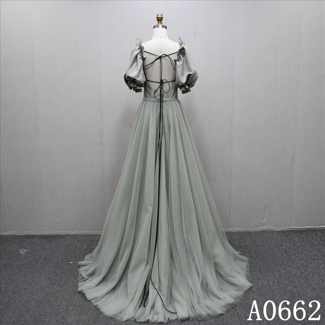 2025 Latest Design Gray Green Detachable Train Sheath Mermaid Wedding Dress